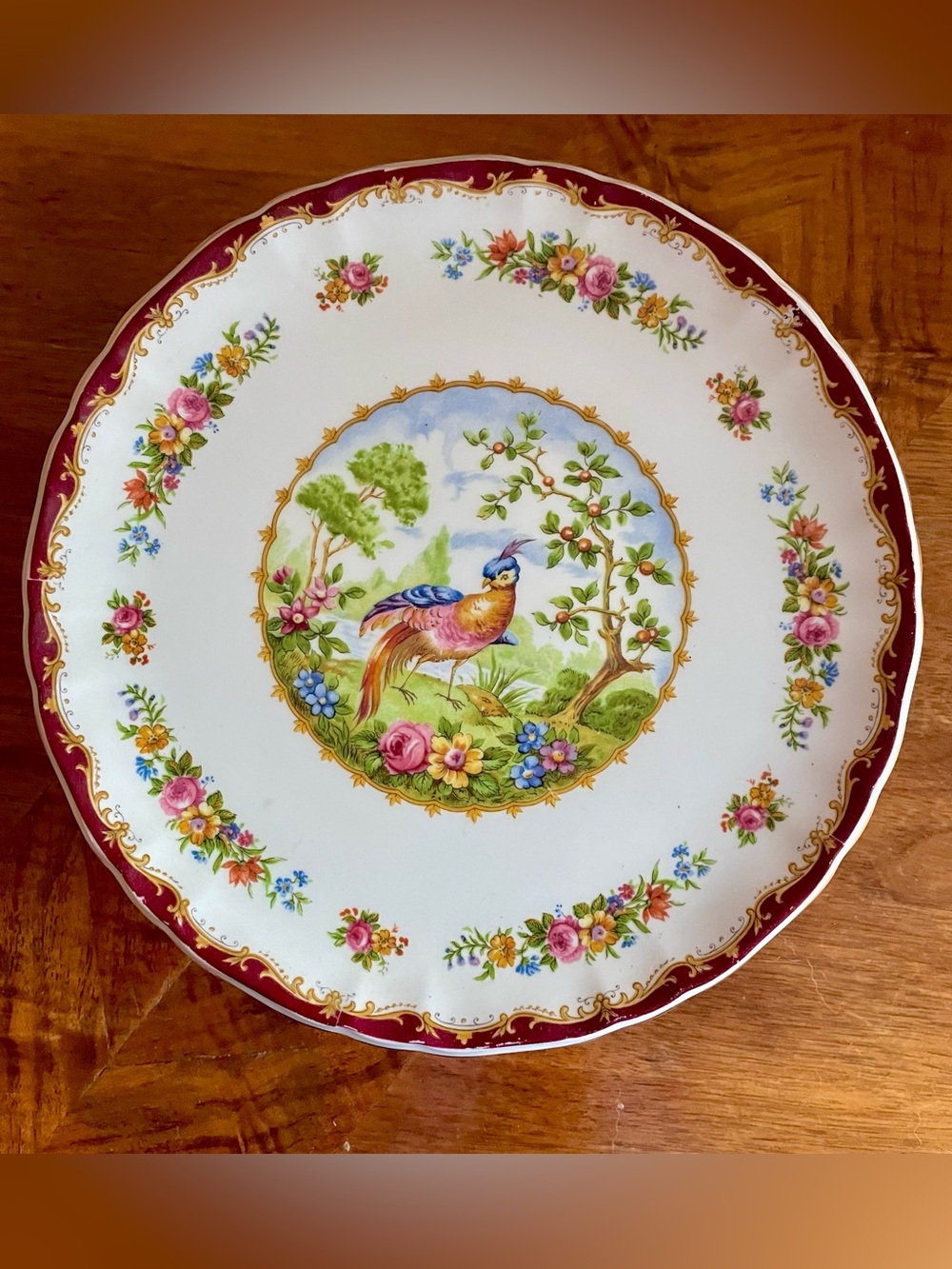 Rare 1920s Royal Albert England ‘Chelsea Bird” Pedestal Cake Stand 9” Porcelain